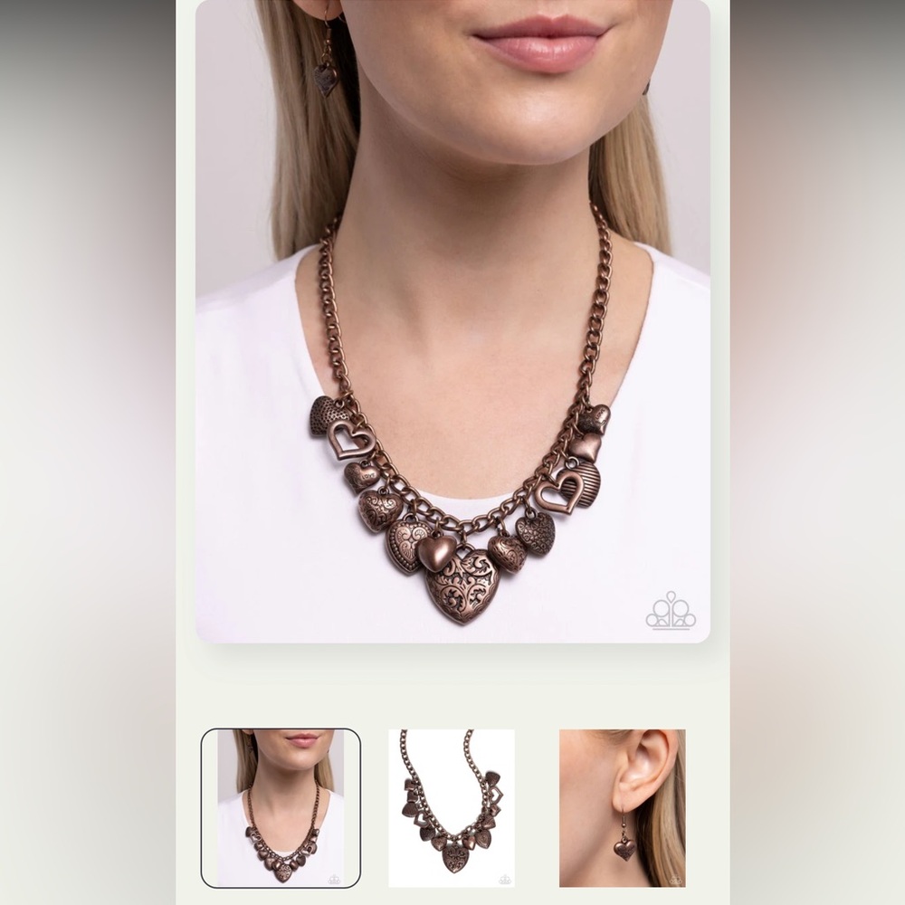 🤎🤎🤎 “HEART HANGOUT” COPPER NECKLACE WITH FREE EARRINGS ~ PAPARAZZI❗️🤎🤎🤎 - Picture 5 of 6